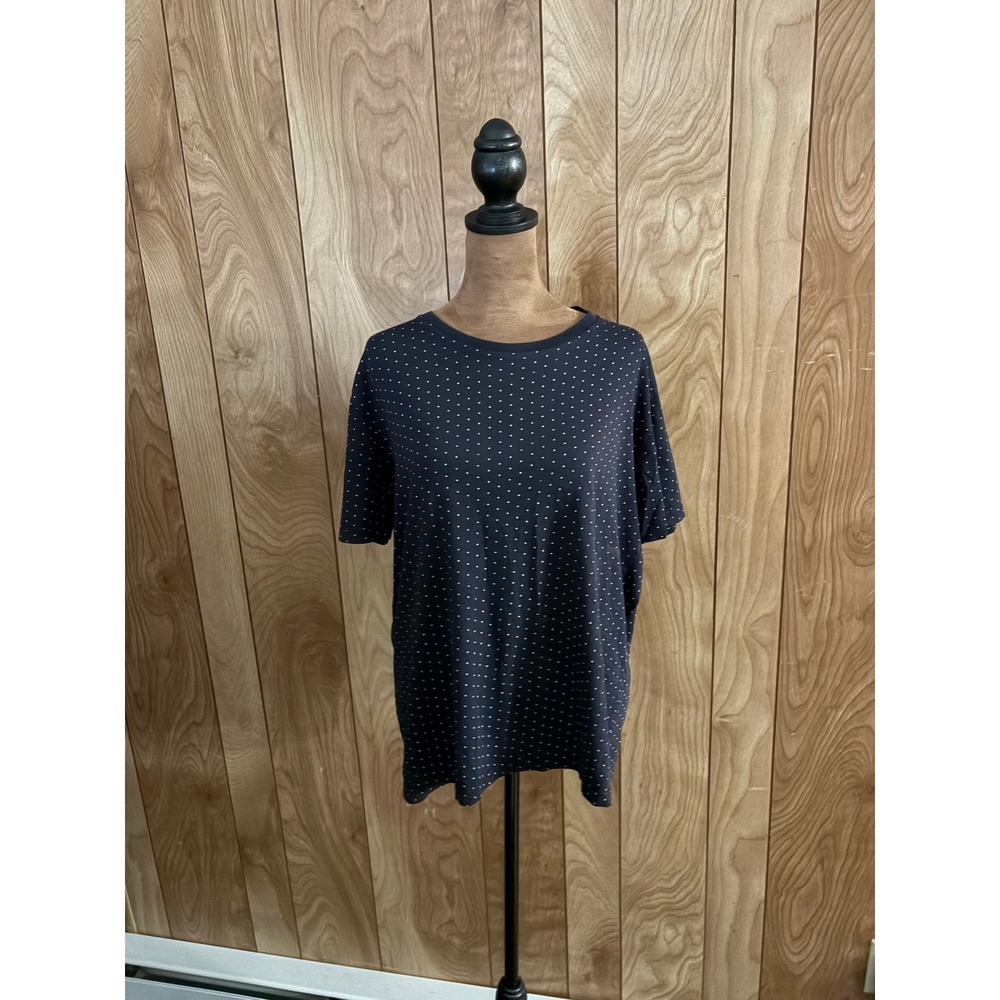 Denim & Flower Ricky Singh Mens Slim Fit Polka Dot Navy Blue T-Shirt‎ Size M